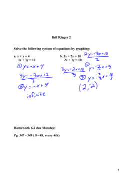 Bell Ringer 2 Solve the following system of equations by - MOC-FV