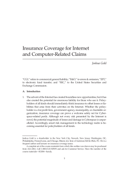 Insurance Coverage for Internet and Computer-Related