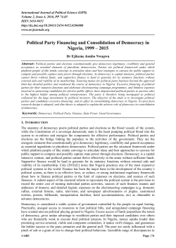 Political Party Financing and Consolidation of Democracy in Nigeria