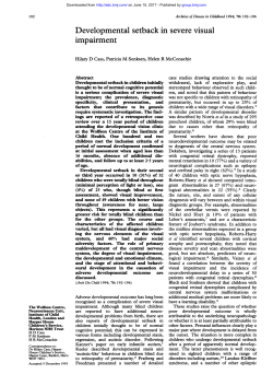 impairment. Developmental setback in severe visual