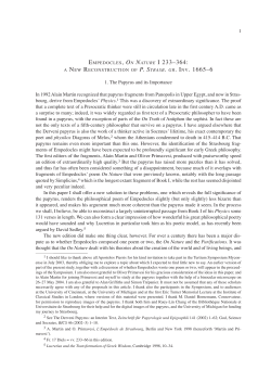 EMPEDOCLES, ON NATURE I 233&ndash;364: P. STRASB. GR. INV. 1665