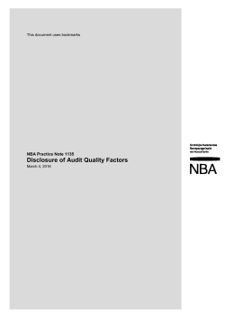 Disclosure of Audit Quality Factors