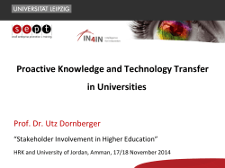 Proactive Knowledge and Technology Transfer in Universities