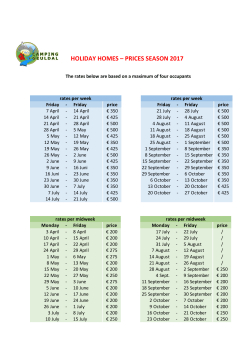 holiday homes &ndash; prices season 2017