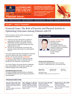 Featured Cases: The Role of Exercise and Physical Activity in
