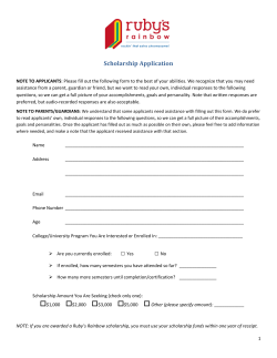 Ruby`s Rainbow Scholarship Application