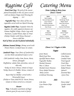 Ragtime Caf&eacute; Catering Menu