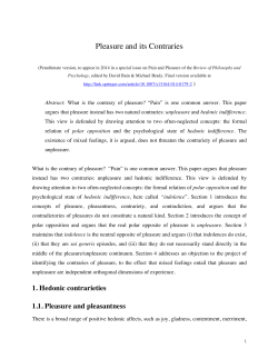 Pleasures and its opposites, version d&eacute;finitive envoy&eacute;e