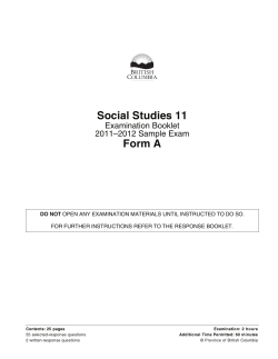 Social Studies 11 Examination Booklet 2011