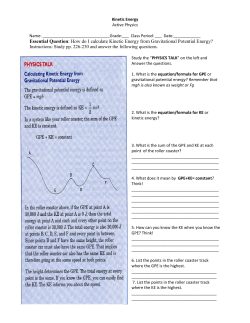 Essential Question: How do I calculate Kinetic Energy from