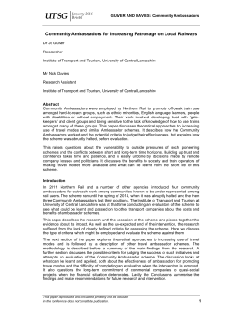 Community Ambassadors for Increasing Patronage on Local Railways