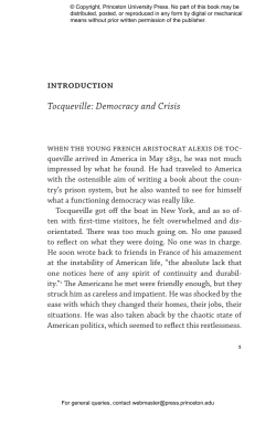 Introduction Tocqueville: Democracy and Crisis
