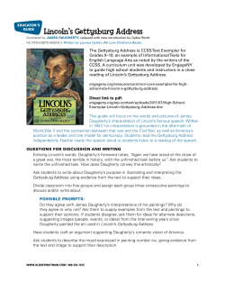 Lincoln`s Gettysburg Address Common Core Teacher`s Guide
