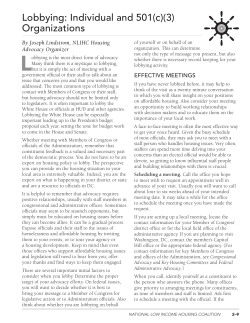 Lobbying: Individual and 501(c)(3) Organizations