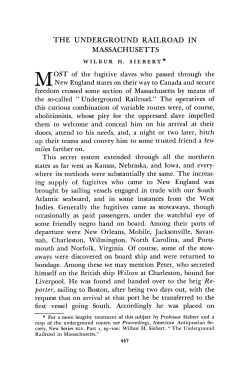 THE UNDERGROUND RAILROAD IN MASSACHUSETTS