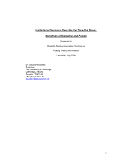 1 Institutional Survivors Describe the Time
