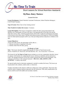 MyPlate&ndash;Dairy Matters