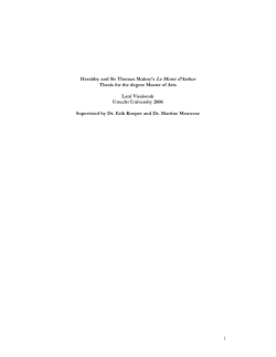 1 Heraldry and Sir Thomas Malory`s Le Morte d`Arthur Thesis for the