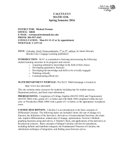 CALCULUS I MATH 1210- Spring Semester 2016