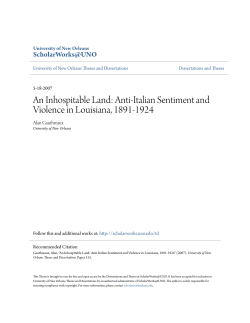 An Inhospitable Land: Anti-Italian Sentiment and Violence in