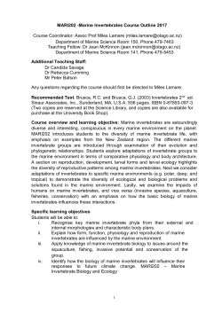 MARI202 -Marine Invertebrates Course Outline 2017