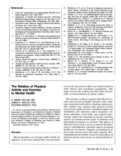 The Relation of Physical Activity and Exercise to Mental Health