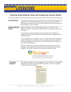 Teaching Informational Texts and Comparing Literary Works