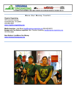 Move Our Money Toolkit Virginia Organizing 703 Concord Avenue