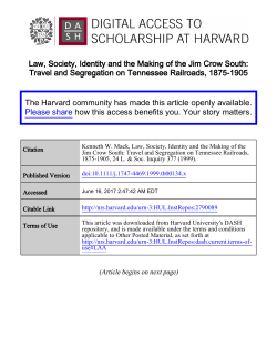 Law, Society, Identity and the Making of the Jim Crow South: Travel