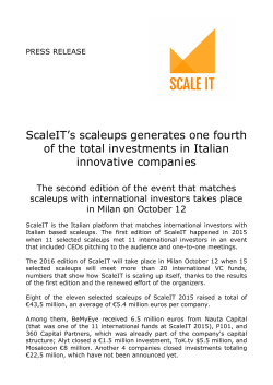 CS ScaleIT generates one fourth ita investments