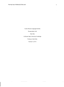 On the Horizon Language Institute Pronunciation Unit Sean Saly
