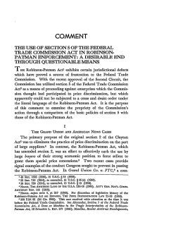 The Use of Section 5 of the Federal Trade Commission Act in