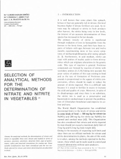 SELECTION OF ANALYTICAL METHODS FOR THE