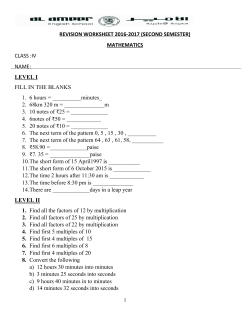 REVISION WORKSHEET 2016-2017 (SECOND