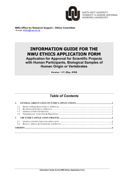 INFORMATION GUIDE FOR THE NWU ETHICS APPLICATION FORM