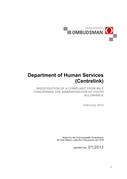 February 2013: Department of Human Services – Centrelink