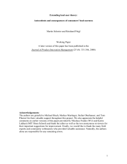 1 Extending lead user theory: Antecedents and consequences of