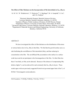 1 The Effect of Film Thickness on the Incorporation of Mn Interstitials