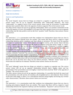 Sentence Completions Answers