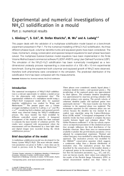 Experimental and numerical investigations of NH4Cl solidification in