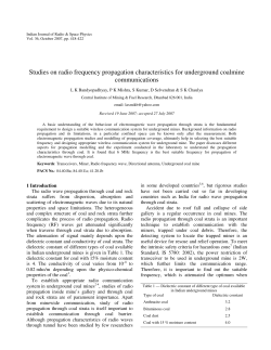 Studies on radio frequency propagation characteristics for