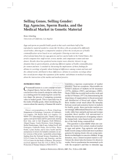 Selling Genes, Selling Gender: Egg Agencies, Sperm Banks, and