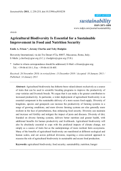 Agricultural Biodiversity Is Essential for a Sustainable Improvement