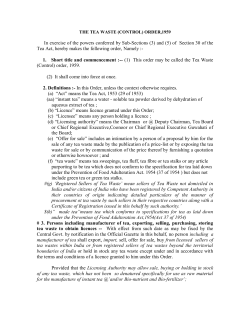 Tea Waste (control) order 1959