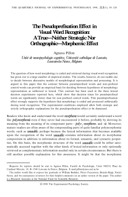 The Pseudoprefixation Effect in Visual W ord