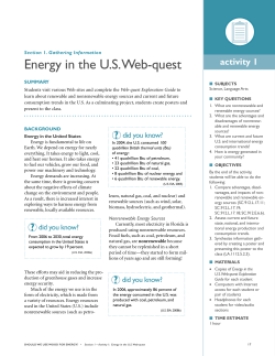 Energy in the US Web-quest - School of Forest Resources