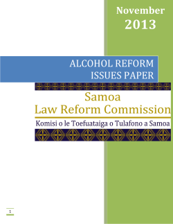 November ALCOHOL REFORM ISSUES PAPER