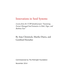 Innovations in Seed Systems