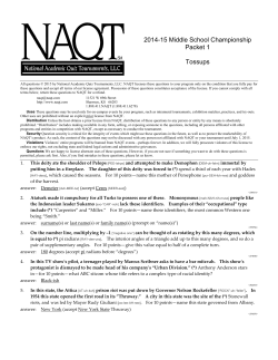 2014-15 Middle School Championship Packet 1 Tossups