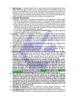 3 16. Risk Purchase : If successful tenderer fails to supply material